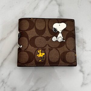 Coach Snoopy and Woodstock Brown Wallet